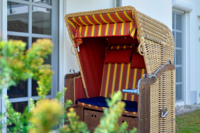 Strandkorb auf der Terrasse der Wohnung 47